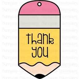 Pencil Thank You Gift Tag SVG