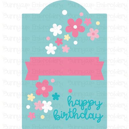 Floral Happy Birthday Gift Tag SVG