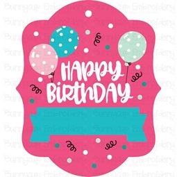 Happy Birthday With Balloons Gift Tag SVG