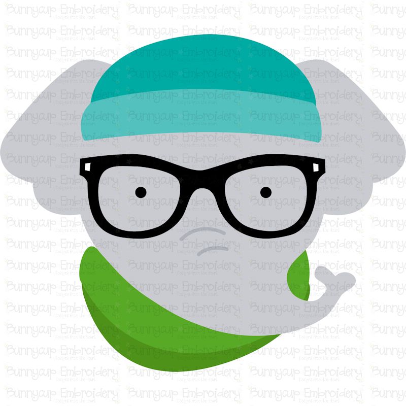 Hipster Elephant Face SVG