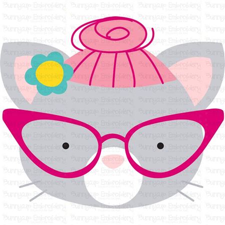 Hipster Cat Face SVG