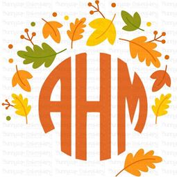 Autumn Fall Leaves  Monogram Topper SVG