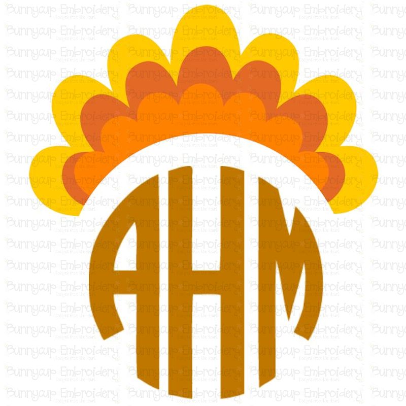 Thanksgiving Turkey Tail  Monogram Topper SVG