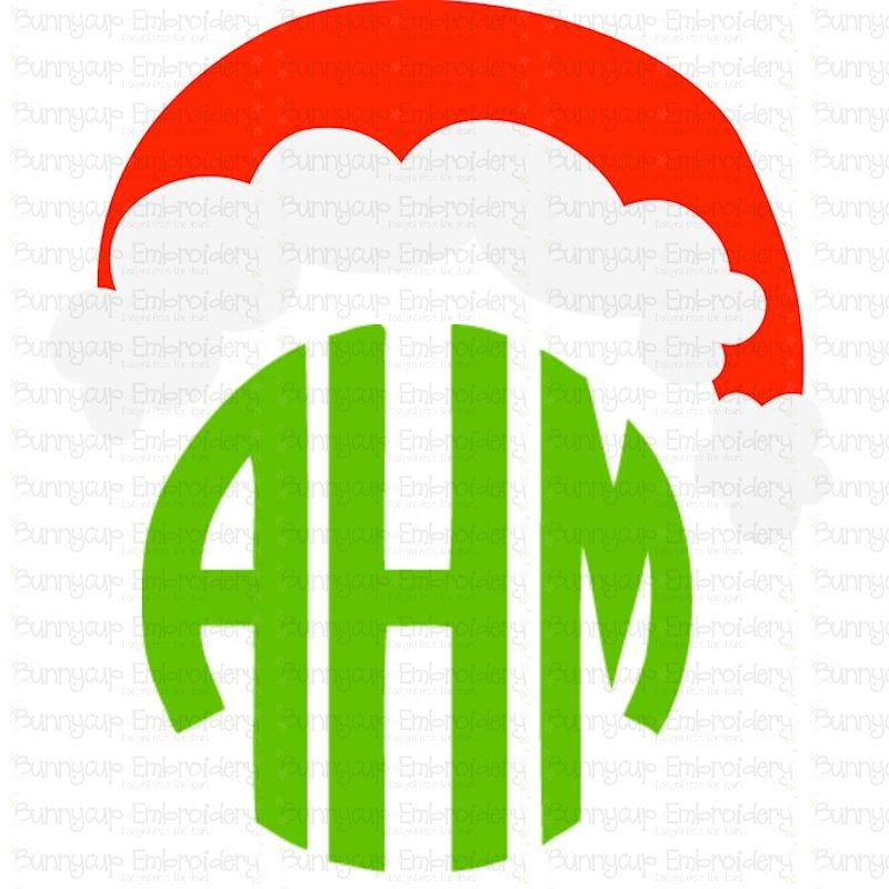 Curved Santa's Hat  Monogram Topper SVG