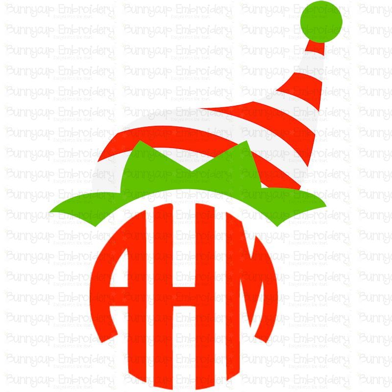 Christmas Elf Hat  Monogram Topper SVG