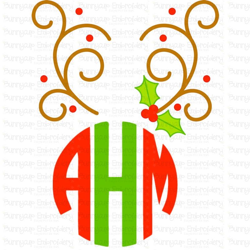 Reindeer Antlers Monogram Topper SVG