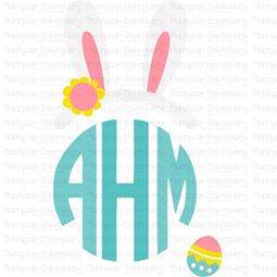 Easter Bunny Ears Girl Monogram Topper SVG