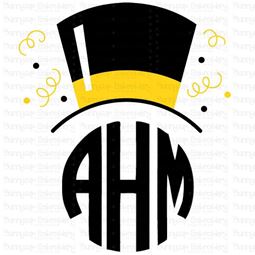 New Years Top Hat Monogram Topper SVG