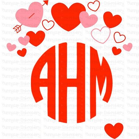 Valentine's Day Hearts Monogram Topper SVG