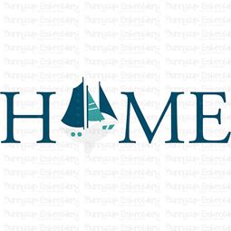 Home With Sail Boat SVG