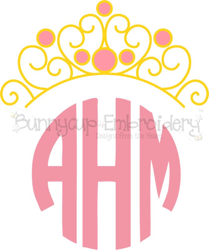 Princess Crown Monogram Topper SVG