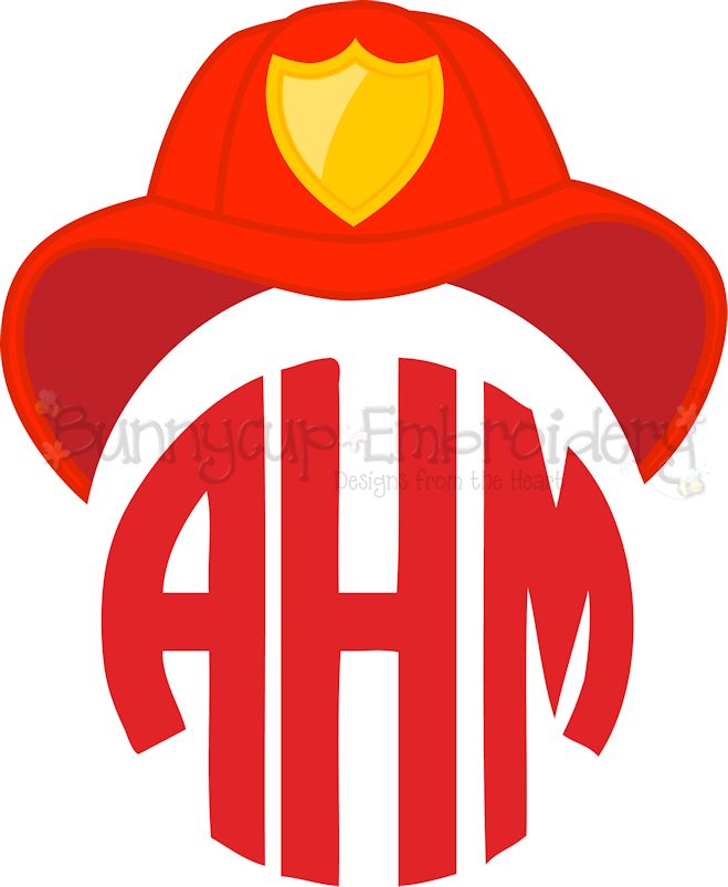 Fireman Hat Monogram Topper SVG