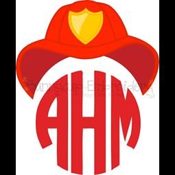 Fireman Hat Monogram Topper SVG