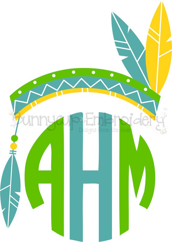 Feathered Indian Headdress Monogtam Topper SVG