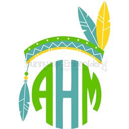 Feathered Indian Headdress Monogtam Topper SVG