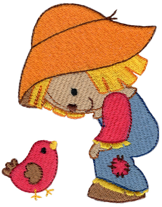 Cute Scarecrow and Bird