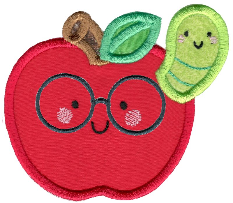 Applique Glasses Apple and Caterpillar