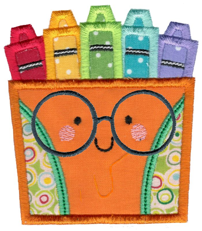 Applique Glasses Box Of Crayons
