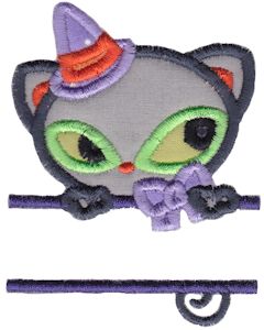 Split Black Cat Applique