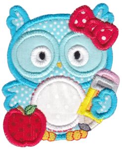 Girl Owl Monogram Applique