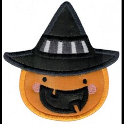 Applique Pumpkin Wearing Witches Hat