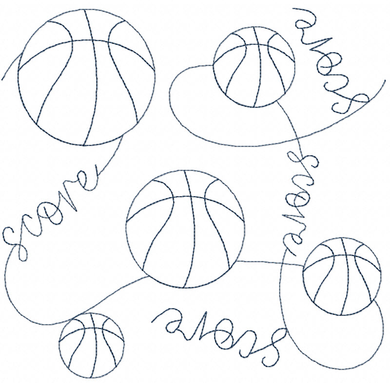 Basketball Continuous Line Quilting