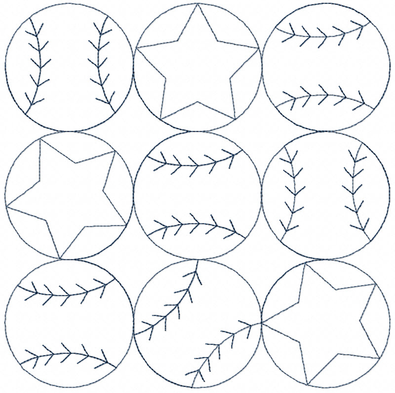 Baseball Continuous Line Quilting