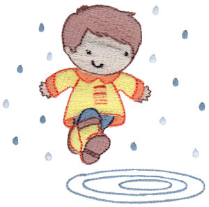 Boy Puddle Jumping