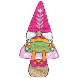 Girl Gnome Sitting On A Mushroom