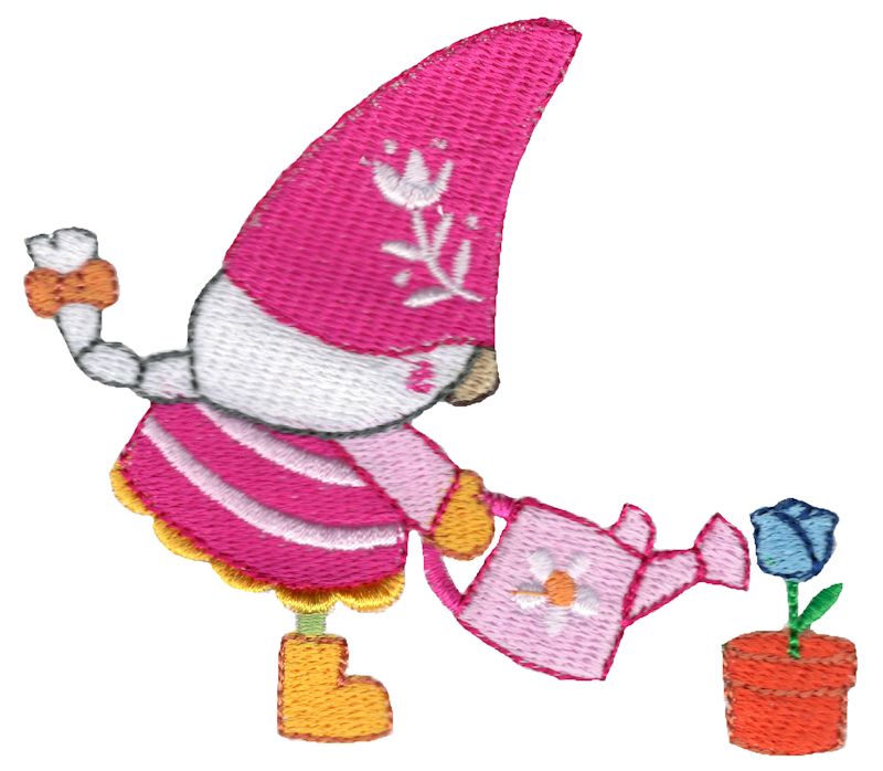 Girl Gnome Watering A Tulip