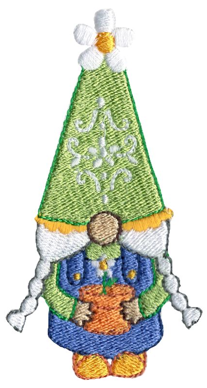 Girl Gnome Holding Daisy Pot Plant