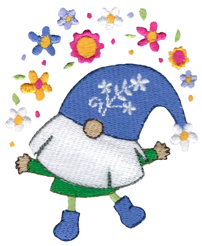Boy Gnome Juggling Flowers