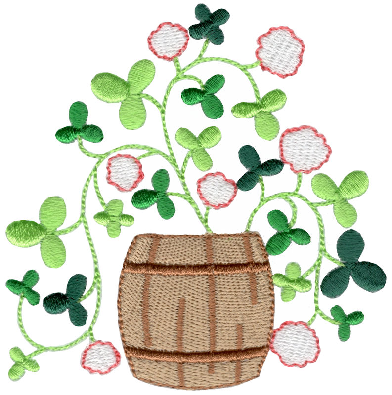 Filled Stitch Barrel Of Shamrocks