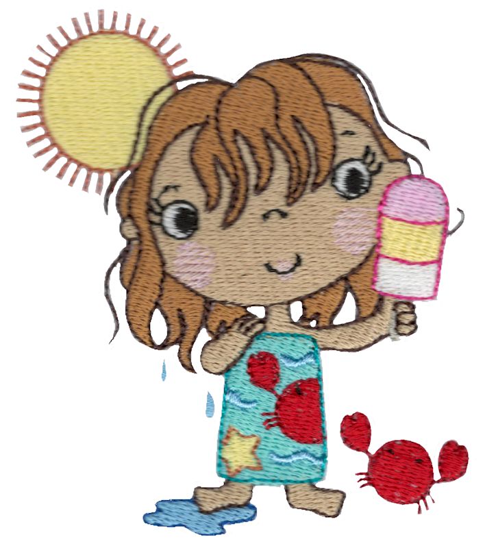 Girl With Crab Eating Popsicle