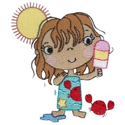 Girl With Crab Eating Popsicle