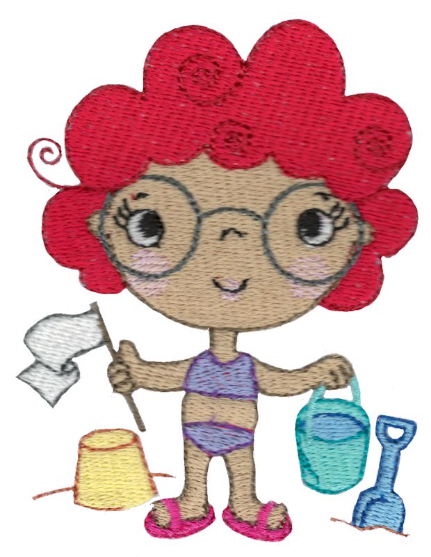 Girl In Glasses With Bucket And Spade