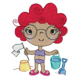 Girl In Glasses With Bucket And Spade
