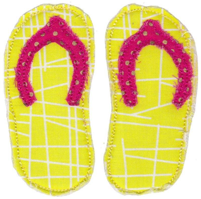 Pair of Flip Flops Raw Edge Applique