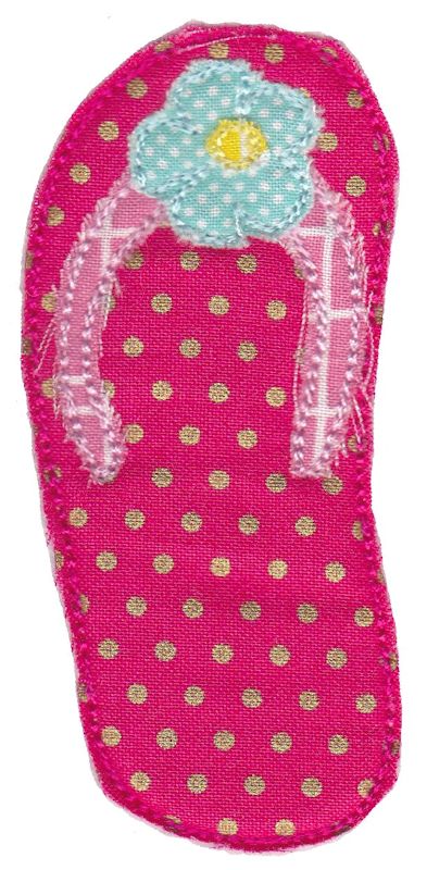 Flower Flip Flop Raw Edge Applique