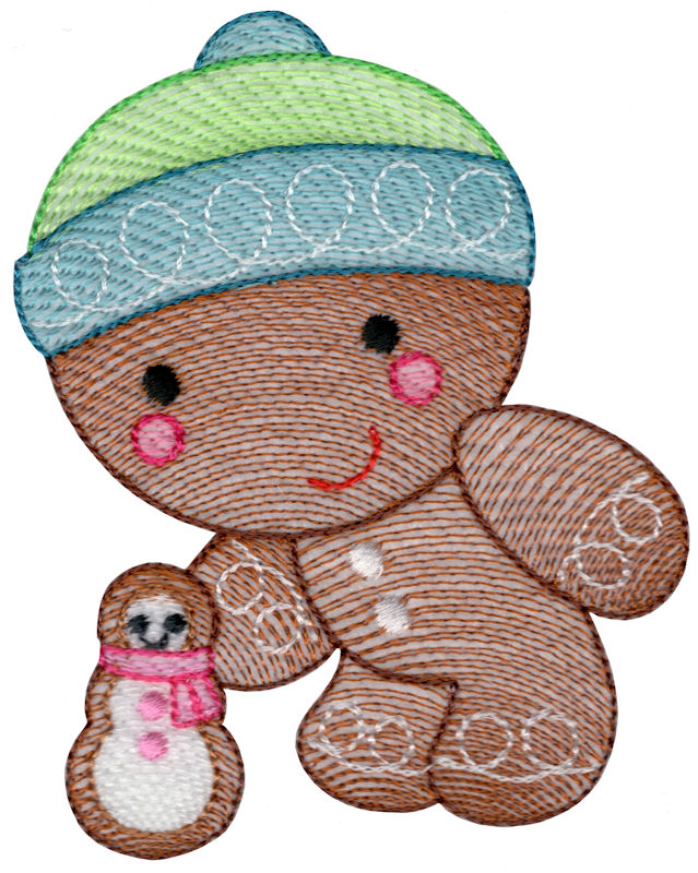 Sketch Gingerbread Boy and Snowman