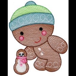 Sketch Gingerbread Boy and Snowman