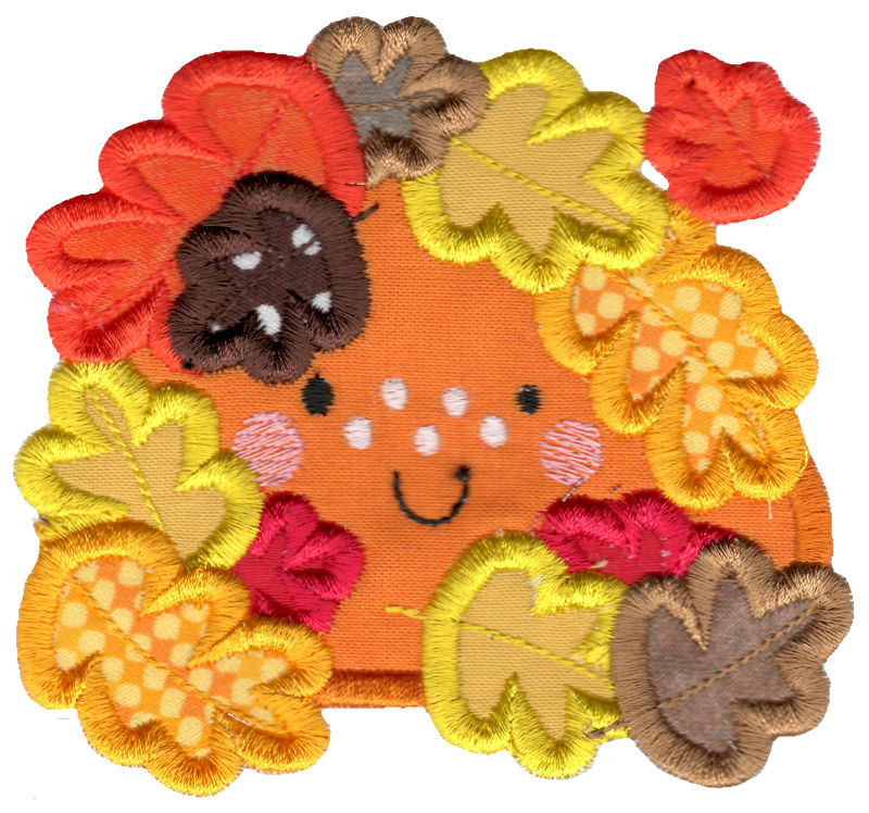 Applique Fall Leaves Pumpkin