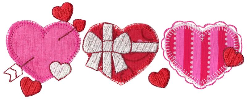 Hearts Trio Applique