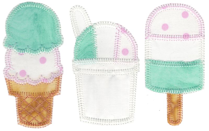 Summer Ice Cream Trio Applique