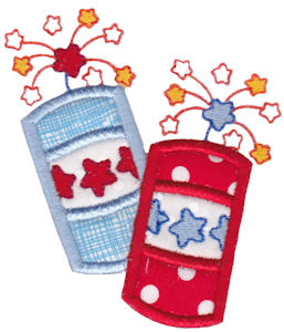 Pair of Patriotic Firecrackers Applique