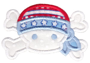 Patriotic Skull and Crossbones Applique