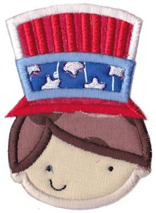 Boy Wearing Patriotic Hat Applique