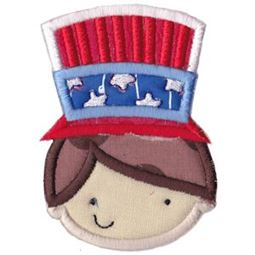 Boy Wearing Patriotic Hat Applique
