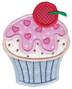 Cupcake With Cherry On Top Applique