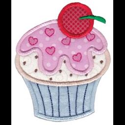 Cupcake With Cherry On Top Applique